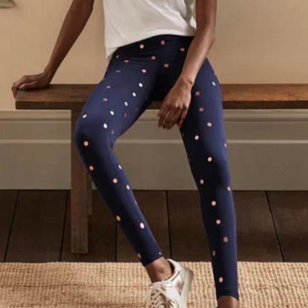 Boden High rise Jersey leggings, Gold Dot. New